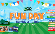 GoChurch Funday 21st July,12:00pm - 3:00pm. Rodeo bull, bouncy castle, soft play, face painting, obstacle course, mega slide, live music, food stalls, craft xzone, cany floss